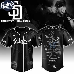 San Diego Padres MLB x Eminem 25th The Slim Shady LP List Music Custom Baseball Jersey