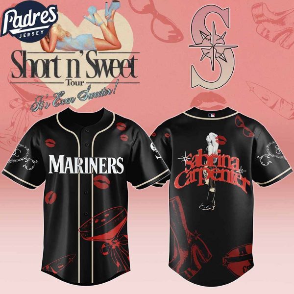 Seattle Mariners MLB x Sabrina Carpenter Short n' Sweet Black Velvet Custom Baseball Jersey