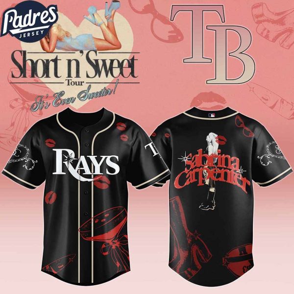 Tampa Bay Rays MLB x Sabrina Carpenter Short n' Sweet Black Velvet Custom Baseball Jersey