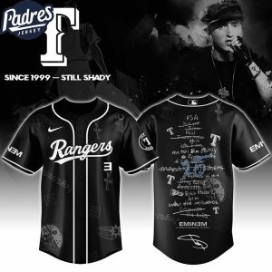 Texas Rangers MLB x Eminem 25th The Slim Shady LP List Music Custom Baseball Jersey