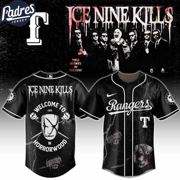 Texas Rangers MLB x Ice Nine Kills Welcome to Horrorwood Custom Baseball Jersey