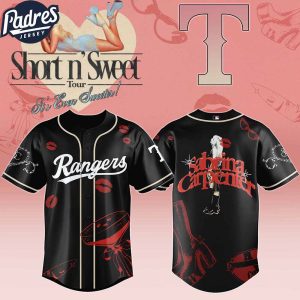 Texas Rangers MLB x Sabrina Carpenter Short n' Sweet Black Velvet Custom Baseball Jersey