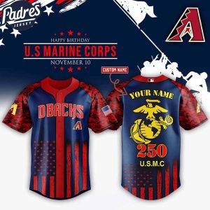 Arizona Diamondbacks MLB x USMC 250th Custom Baseball Jersey