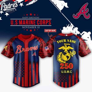 Atlanta Braves MLB x USMC 250th Custom Baseball Jersey