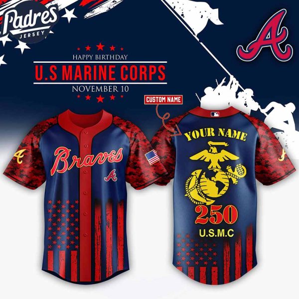 Atlanta Braves MLB x USMC 250th Custom Baseball Jersey