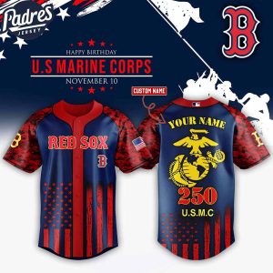 Boston Red Sox MLB x USMC 250th Custom Baseball Jersey