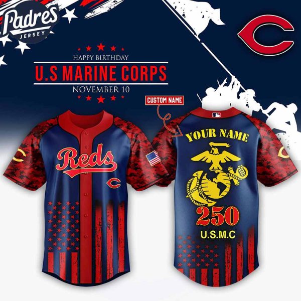Cincinnati Reds MLB x USMC 250th Custom Baseball Jersey