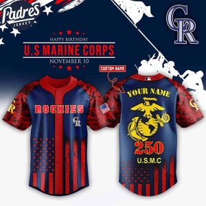 Colorado Rockies MLB x USMC 250th Custom Baseball Jersey