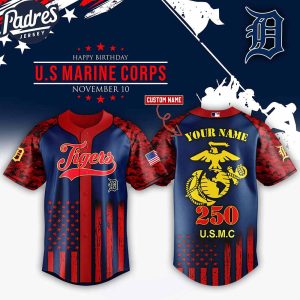 Detroit Tigers MLB x USMC 250th Custom Baseball Jersey