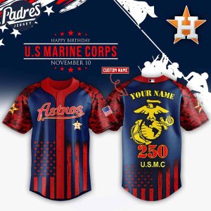 Houston Astros MLB x USMC 250th Custom Baseball Jersey