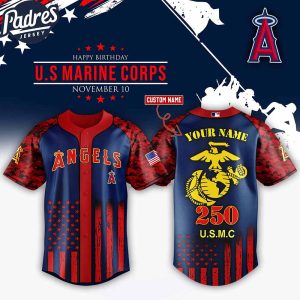 Los Angeles Angels MLB x USMC 250th Custom Baseball Jersey