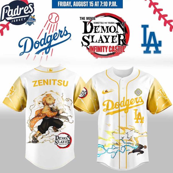 Los Angeles Dodgers vs Demon slayer Agatsuma Zenitsu Jersey