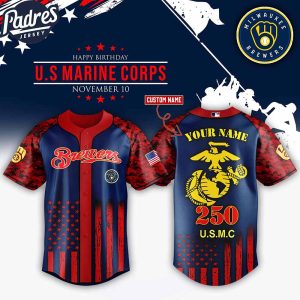 Milwaukee Brewers MLB x USMC 250th Custom Baseball Jersey