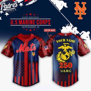 New York Mets MLB x USMC 250th Custom Baseball Jersey