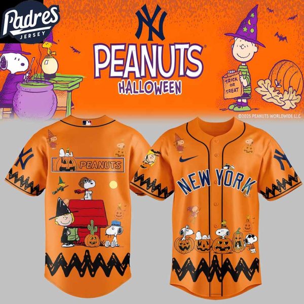 New York Yankees Peanuts 75th Anniversary Celebrate 2025 Halloween Baseball Jersey