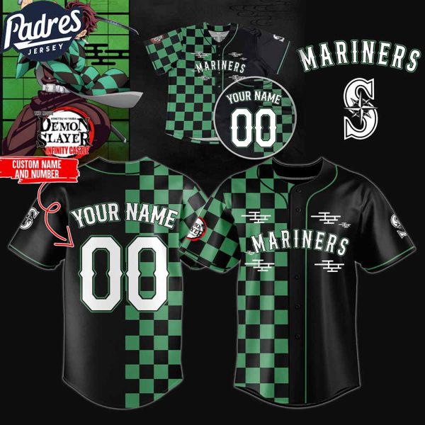Seattle Mariners MLB x Demon Slayer Custom Baseball Jersey 2025 1