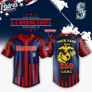 Seattle Mariners MLB x USMC 250th Custom Baseball Jersey