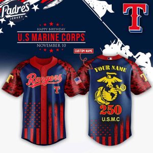Texas Rangers MLB x USMC 250th Custom Baseball Jersey