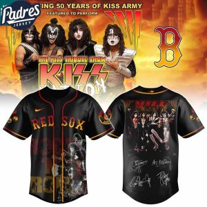 Boston Red Sox Kiss Band 50th Anniversary Signature 2025 Baseball Jersey