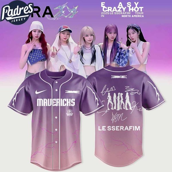 Dallas Mavericks x Easy Crazy Hot Le Sserafim 2025 Tour Special Baseball Jersey