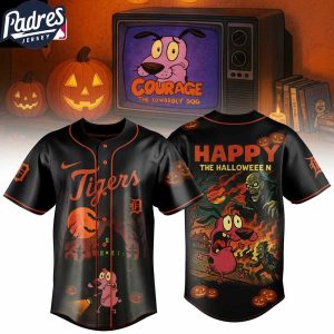 Detroit Tigers 2025 Courage The Cowardly Dog Happy Halloween Baseball Jersey