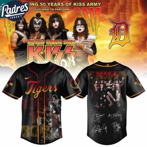 Detroit Tigers Kiss Band 50th Anniversary Signature 2025 Baseball Jersey