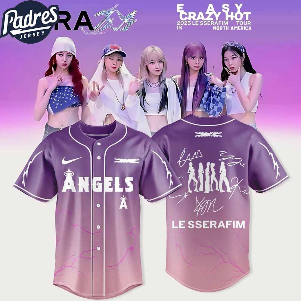 Los Angeles Angels Easy Crazy Hot 2025 Le Sserafim Tour Custom Baseball Jersey Los Angeles Angels Easy Crazy Hot 2025 Le Sserafim Tour Custom Baseball Jersey
