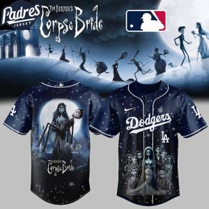Los Angeles Dodgers Corpse Bride 2025 Celebrate Halloween Tim Burton Baseball Jersey