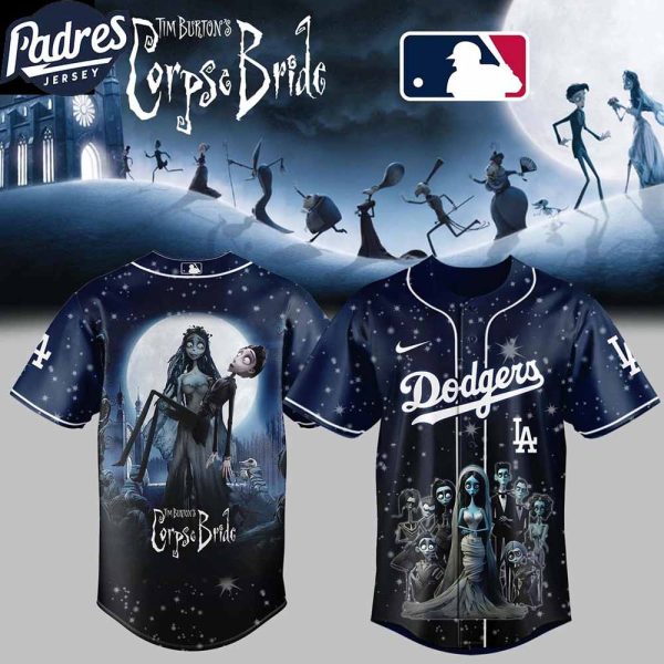 Los Angeles Dodgers Corpse Bride 2025 Celebrate Halloween Tim Burton Baseball Jersey
