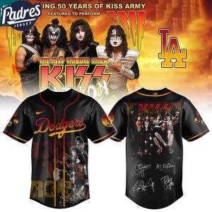 Los Angeles Dodgers Kiss Band 50th Anniversary Signature 2025 Baseball Jersey