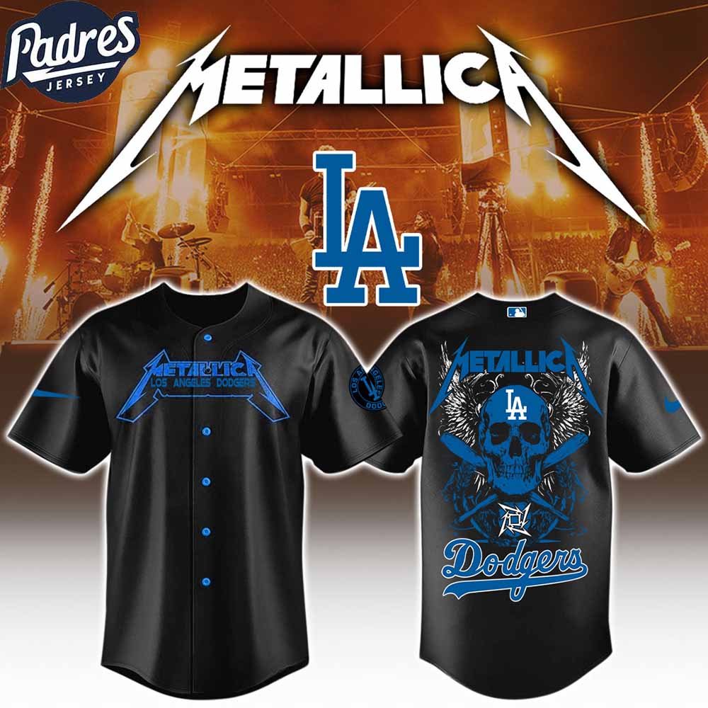 Los Angeles Dodgers x MLB Metallica Baseball Jersey Los Angeles Dodgers x MLB Metallica Baseball Jersey