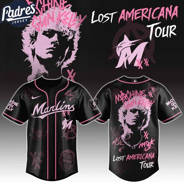 Miami Marlins MLB x MGK The Lost Americana Tour Custom Baseball Jersey