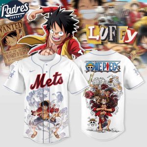 New York Mets MLB x One Piece Monkey D Luffy 2025 Baseball Jersey