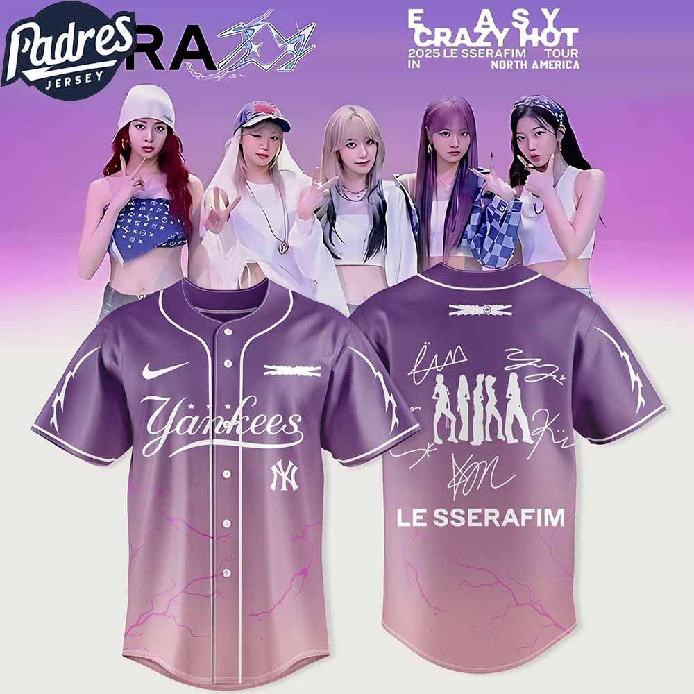 New York Yankees x Easy Crazy Hot Le Sserafim 2025 Tour Edition Baseball Jersey New York Yankees x Easy Crazy Hot Le Sserafim 2025 Tour Edition Baseball Jersey