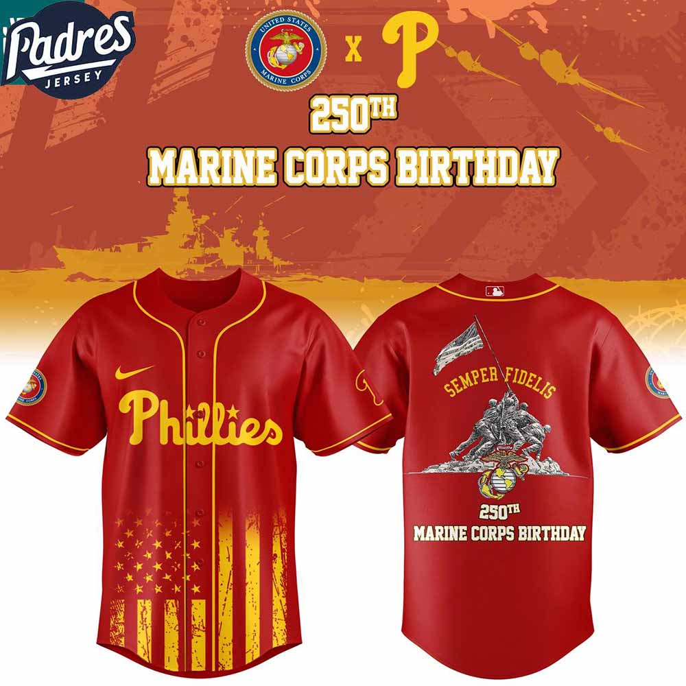 Philadelphia Phillies Marine Corps 250th Birthday Semper Fidelis 2025 Baseball Jersey Philadelphia Phillies Marine Corps 250th Birthday Semper Fidelis 2025 Baseball Jersey