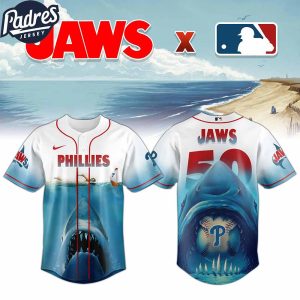 Philadelphia Phillies x JAWS Jersey MLB Merch Baseball Lovers Movie Gifts For Jaws Fans