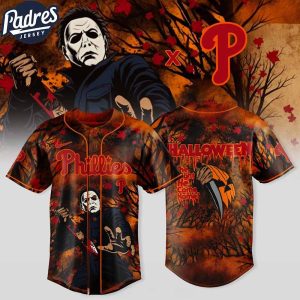 Philadelphia Phillies x Michael Myers 2025 Halloween Jersey Fan Merch Gift For Him