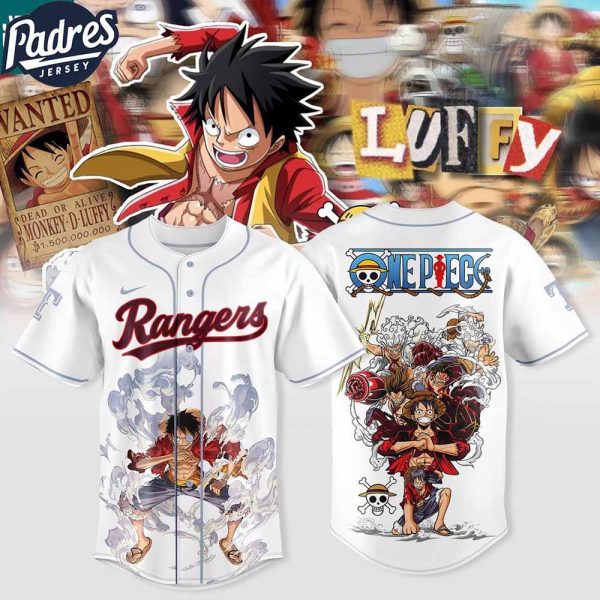 Texas Rangers MLB x One Piece Monkey D Luffy 2025 Baseball Jersey