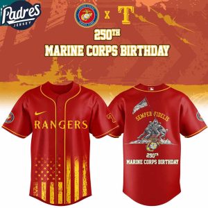 Texas Rangers Marine Corps 250th Birthday Semper Fidelis 2025 Baseball Jersey
