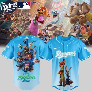 Texas Rangers Zootopia 2 MLB Collab Disley Celebration Baseball Jersey