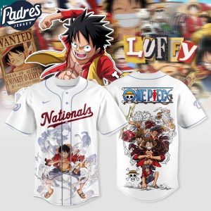 Washington Nationals MLB x One Piece Monkey D Luffy 2025 Baseball Jersey